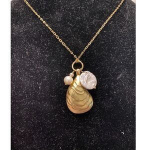 Spartina 449 Oyster Necklace – Gold Plated with Pearl Accents (NEW)